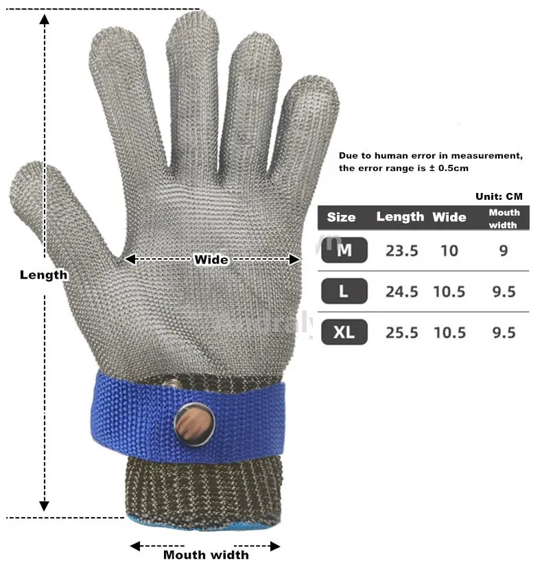 Gloves Stainless Steel Anti-cut Safety Wear-resistant Hand Protective Metal Meat Mesh for Butcher Home And Garden Kitchen