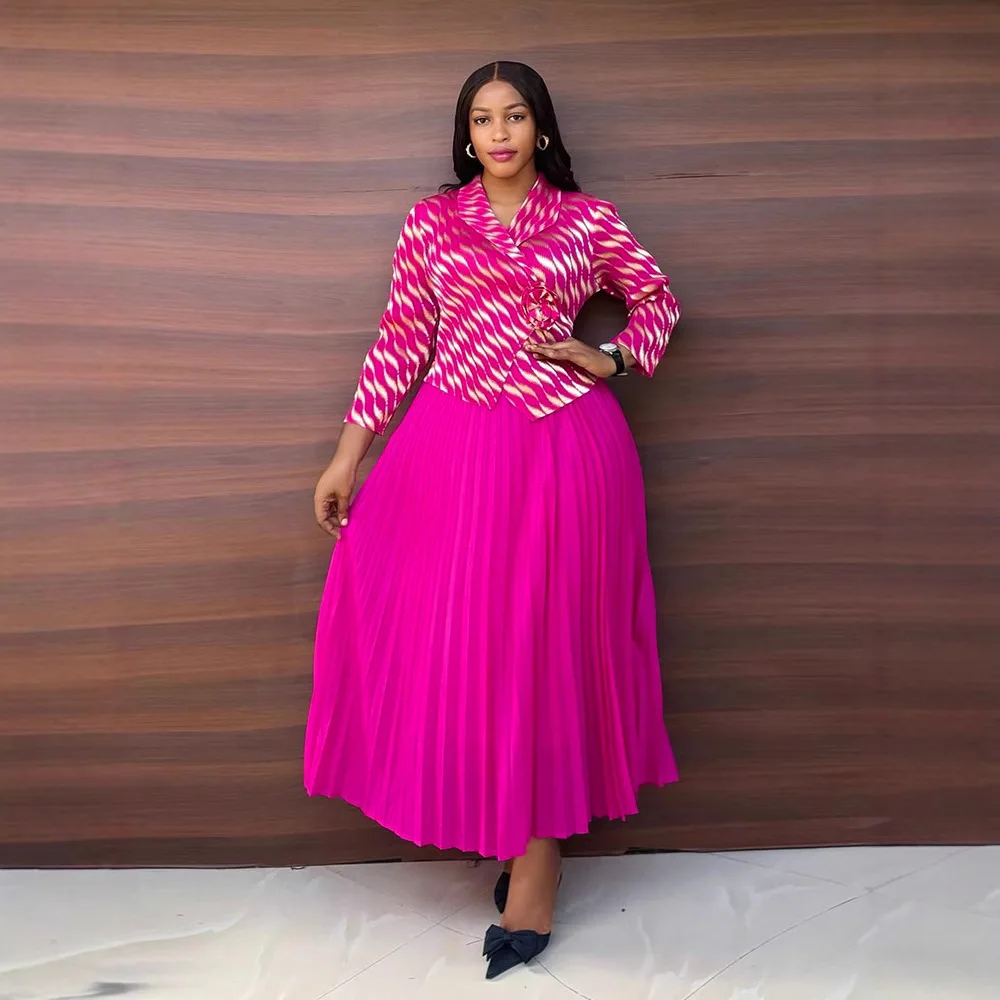 طقم تنورة مياكي بطيات للنساء 2025 طقم جديد مكون من...