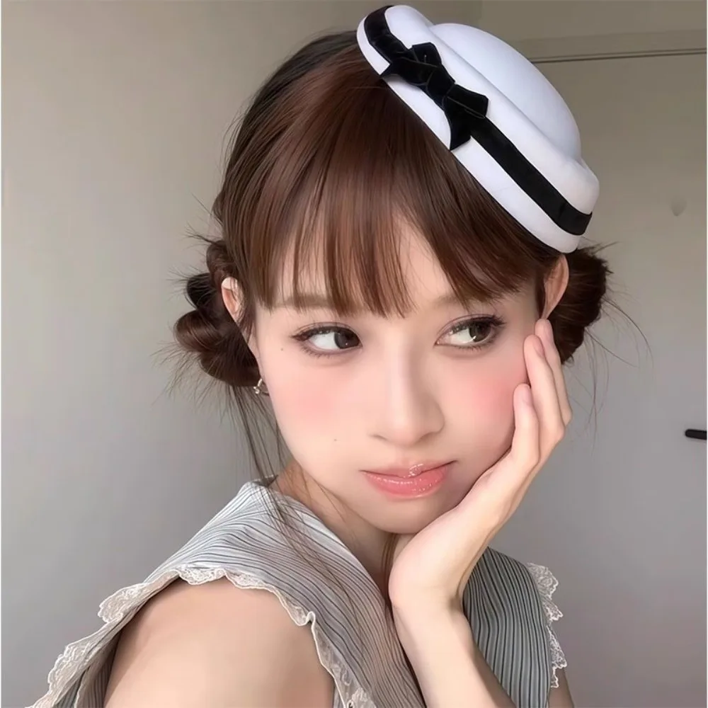 Velvet Navy Bow Beret Hairclip – Elegant British Style Hair Accessory