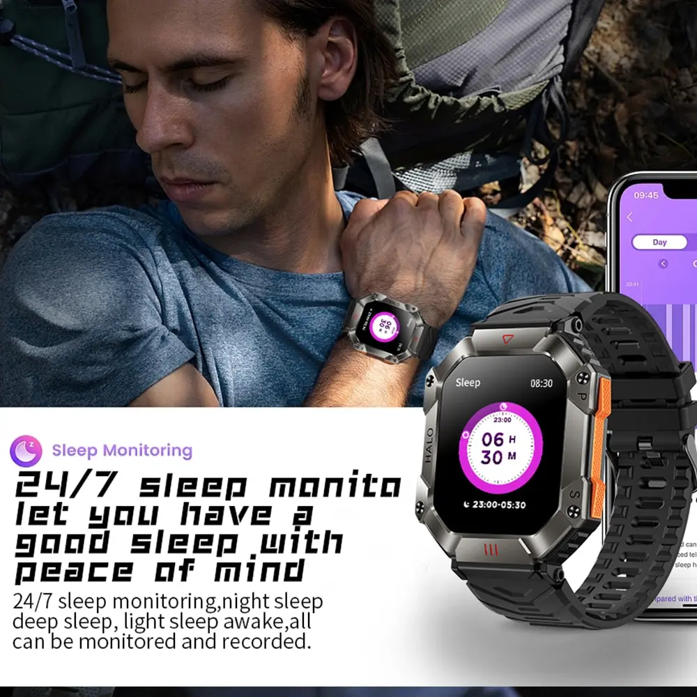 Smart Watch GEJIAN GPS Military Smart Watch Men For Android IOS Ftiness Watches Ip68 Waterproof 2.0 AI Voice Bluetooth Call