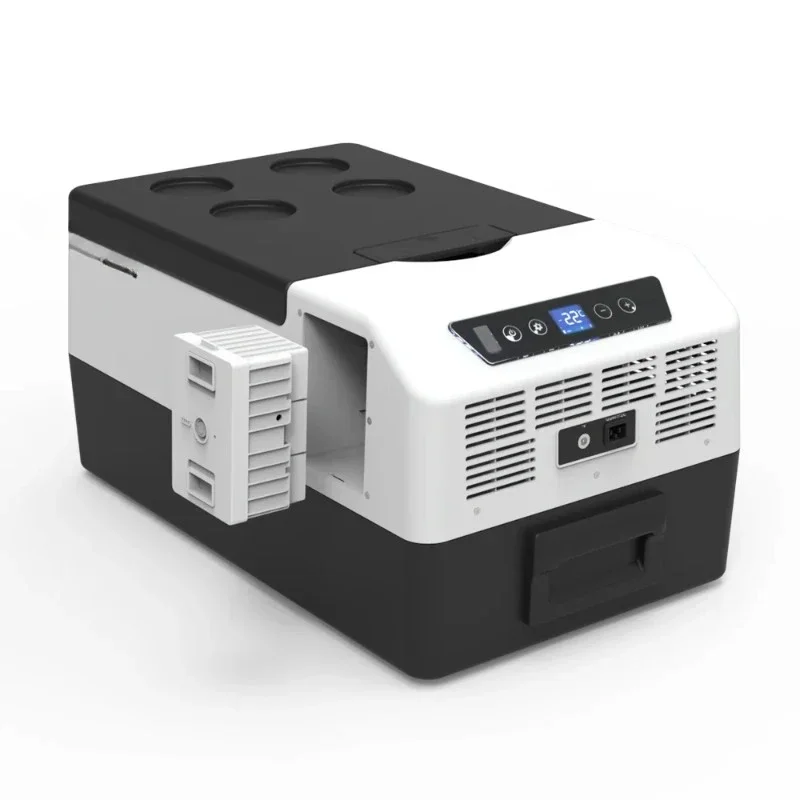 

Custom logo Portable mobile fridge car refrigerator with built-in battery solar 12V freezer camping