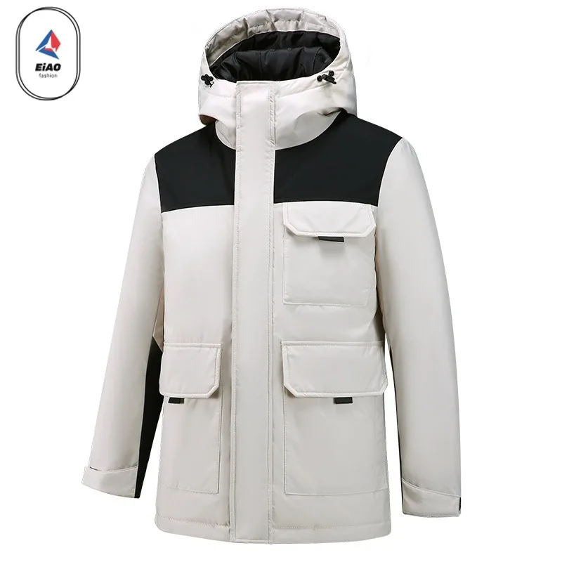 EIAO Outdoor Snow Duck Down Parka Men 2026 Winter New Fashion Thick Multi-Pocket Down Jacket Brand Camping Hunting Puffer Jacket