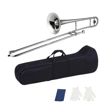 Brass Gold Lacquer Silver Trumpet Alto Trombone Brass Bb Tone B Flat Wind Instrument with Cupronickel Mouthpiece Wind Instrument