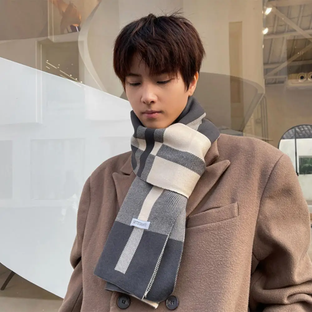 Winter Scarf Classic Plaid Winter Men Scarf Thermal Shawl Wrap for Wear Gift for Friends Family Keep Warm with Fashion for Men