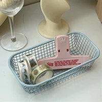 Metal Storage Basket Desktop Sundries Organizer Make Up Sorting Holder Stationerry Photocards Case Office Home Supplies 5
