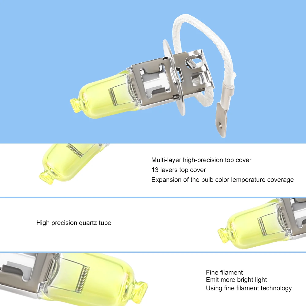 Herorider 2pcs/lot H3 Light Bulbs 3000K Halogen Xenon H3 12V 55W Golden Yellow Fog Factory Price Car Styling Parking Halogen Lamps