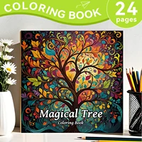1Pc Magical Tree Coloring Book For Adults And Teens Featuring 24 Pages Graffiti Painting Drawing Gift For Holiday Birthday ﻿ 1