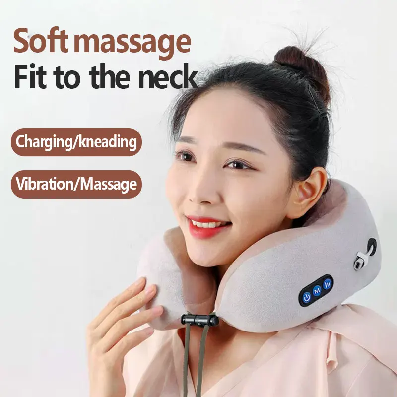 U Shaped Electric Neck Massager Multifunctional Shoulder Kneading Heating Massager Portable Travel Home Car Use Massage Pillow turning over aids bed nursing for elderly patients artifact bed pillow paralysis multifunctional auxiliary pad u shaped bedsore