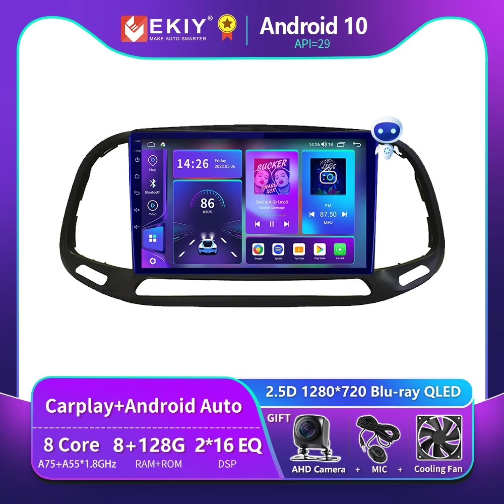 

EKIY T900 8G 128G Android 10 Автомобильный радиоприемник Мультимедийный плеер для Fiat Doblo 2015 2016 2017 2018 2019 Авто Стерео DSP Навигация GPS Carplay Блок 2 DIN БЕЗ DVD