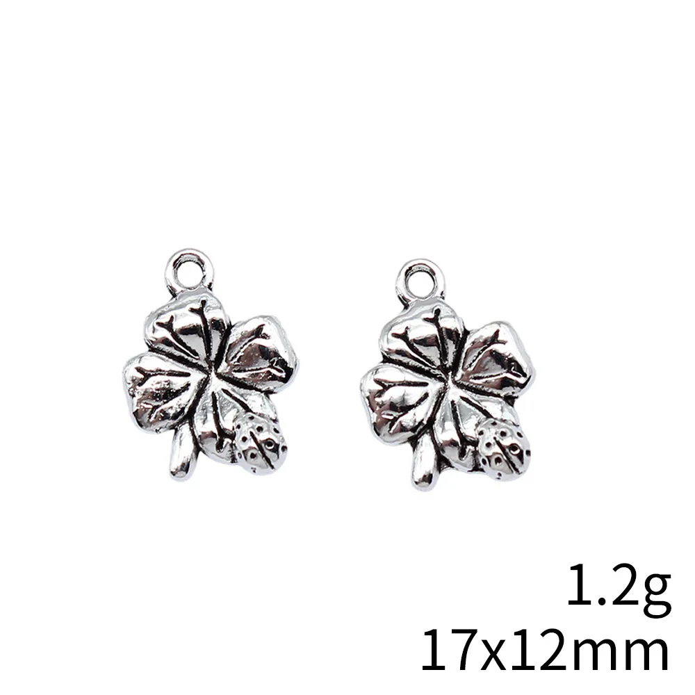 WYSIWYG 20pcs 17x12mm 골동품 실버 컬러 무당 벌레 클로버 매력 펜던트 DIY 쥬얼리 만들기 보석 공예 결과 만들기