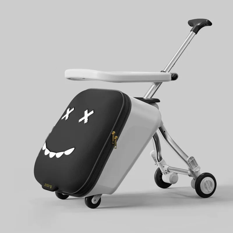 New Children's Luggage Can Sit Ride on Trolley Luggage Foldable