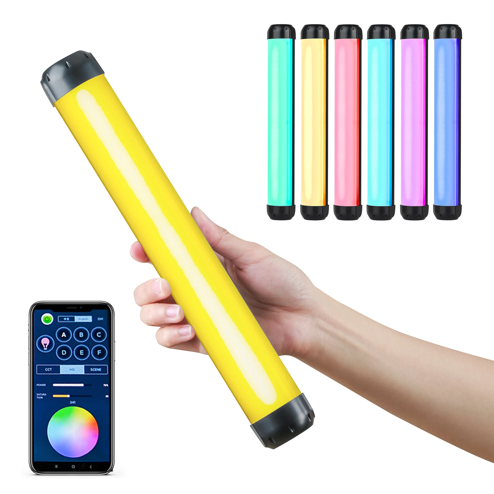 Weeylite K21 휴대용 RGB 라이트 스틱, LED 튜브 라이트 완드, 8W 2500K-8500K 디밍 가능 앱 제어, Vlog용 마그네틱 후면