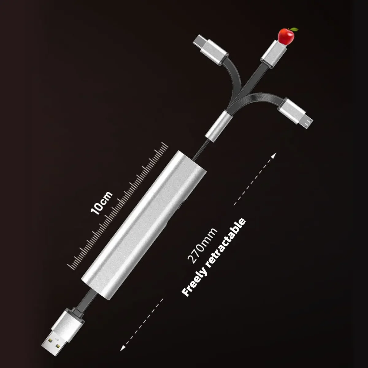 Metal em Cabo de Carregamento Rápido Usb para Iphone Samsung Huawei Escondido Multi Retrátil Micro Usb c Carregador Cabo Presentes Criativos - Imagem 4