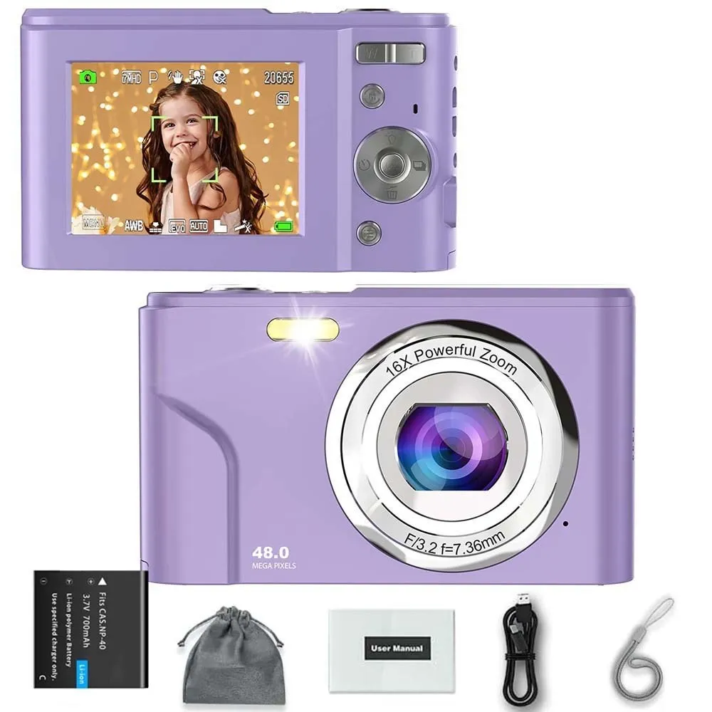 

Children's Camera Kid's Digital Camera Autofocus Vlogging Camera Camcorder FHD 1080P 48MP with 16X Digital Zoom Compact Cameras