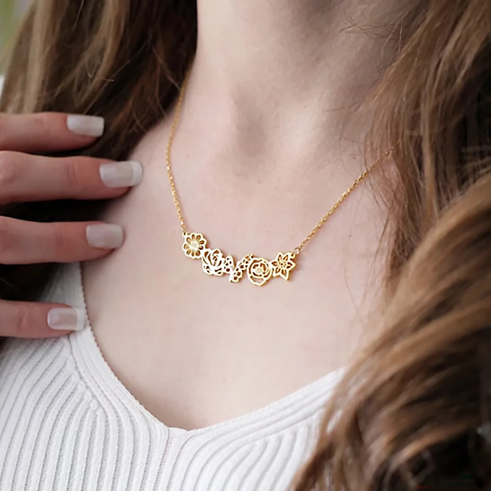 

Romantic Women's Custom Necklace Hollow Out Flower Shape Necklace Personality Jewelry Birthday Gift for Girlfriend Free Shipping