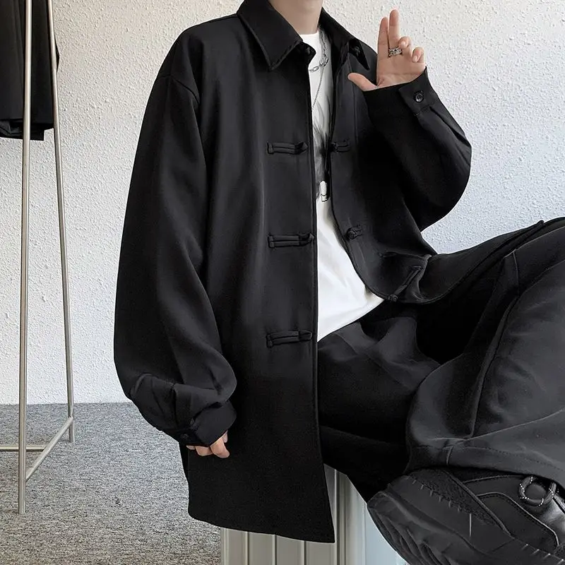 Men Fashion Tang Clothing Coat Vintage Button Down Tops New Chinese Style Clothes Improved Hanfu Male Hip Hop Streetwear