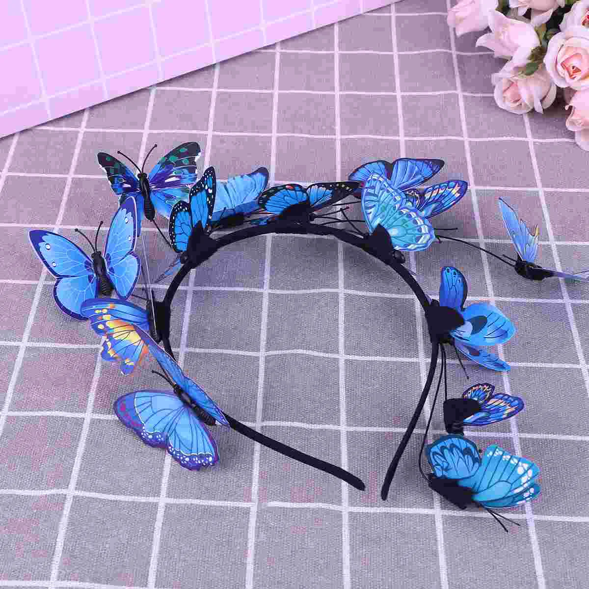 

Butterflies Headband Fairy Hair Band Colorful Headband Simulation Stereoscopic Fascinator Hair Accessory for Wedding Theme