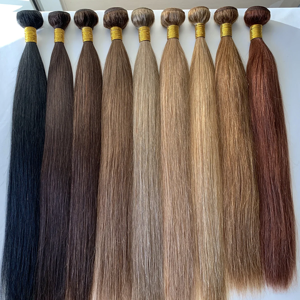 Extensiones de cabello humano brasileño Remy, mechones de pelo liso, tejido personalizado, 10A, #6, #8, #10, venta al por mayor