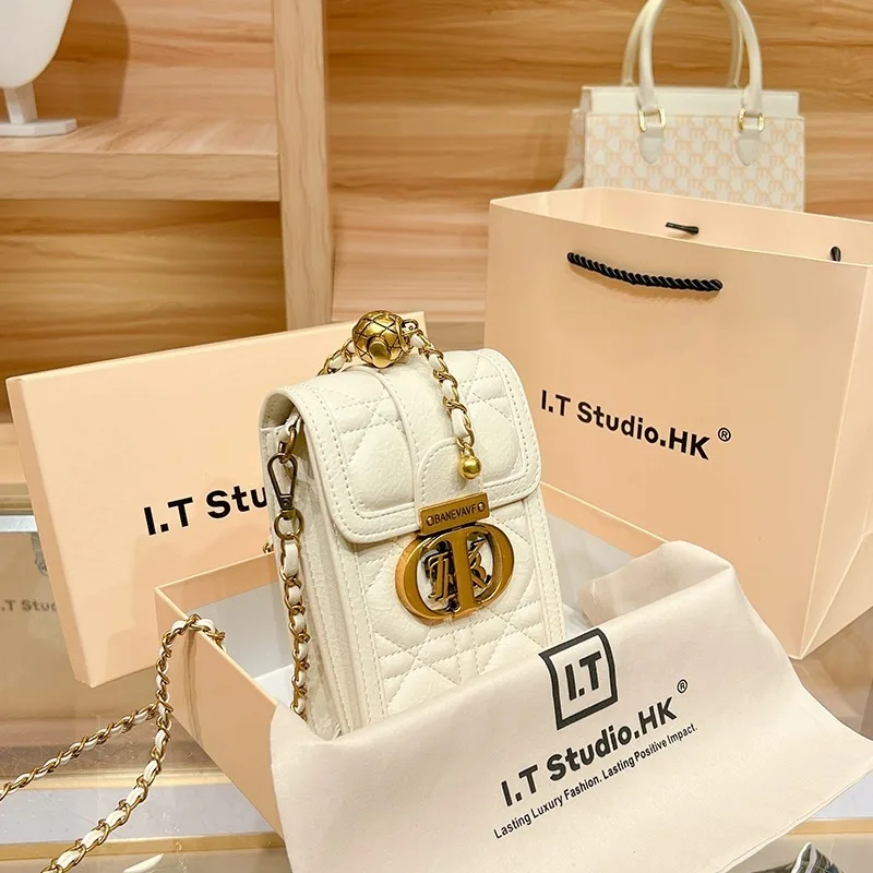 Women's handbag 2024 new high-end light luxury designer mini chain mobile phone bag women's shoulder crossbody bag