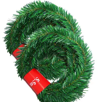 5.5m Pine Artificial Fir Garland Christmas Tree Decoration Garland Decorative Green Red Christmas Xmas Tree Rattan Banner Decor 1