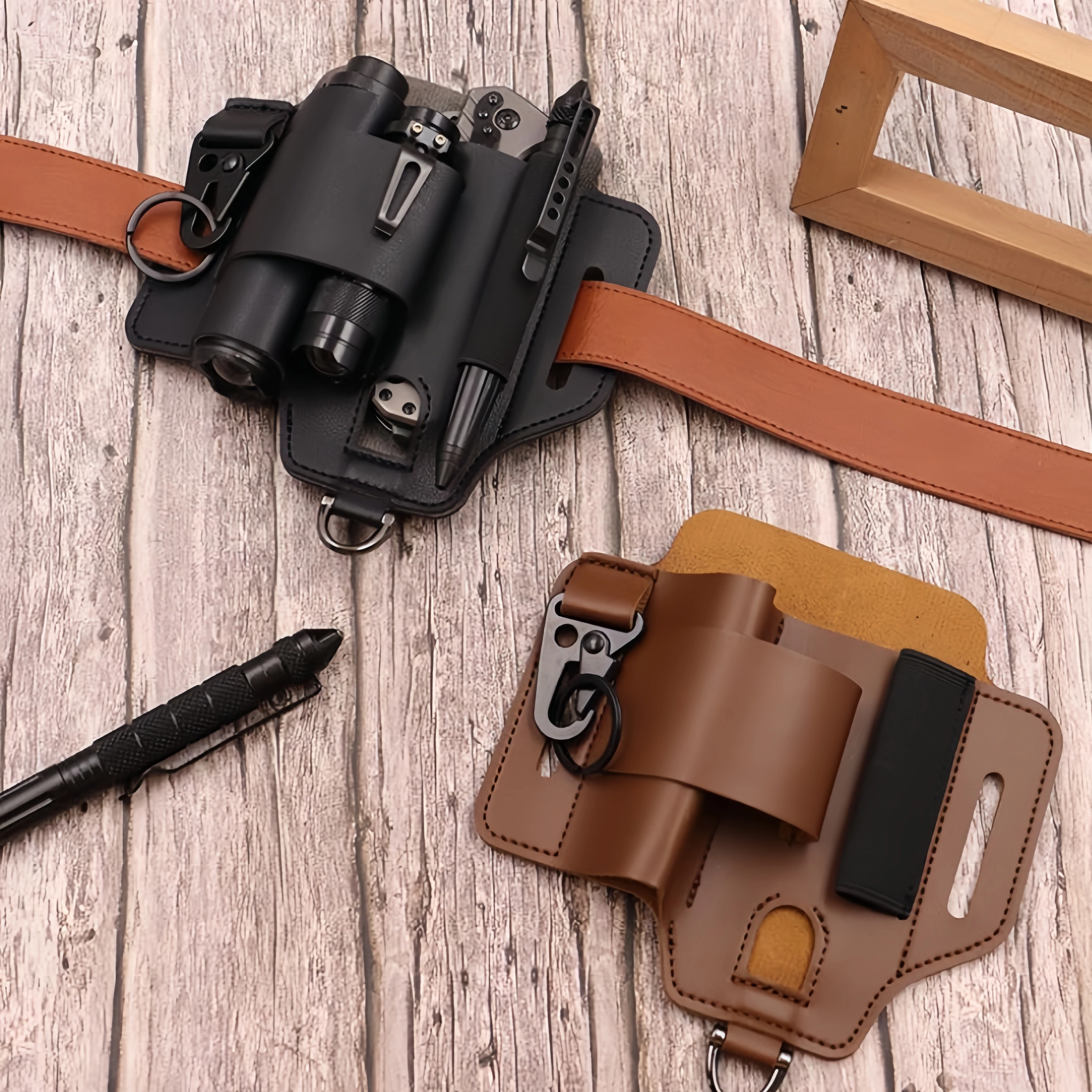 Tactical Leather Multifunctional Outdoor Survival Pouch