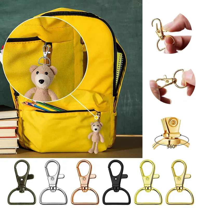 5/10Pcs Swivel Clasps with D Rings Lanyard Snap Hooks Keychain Clip