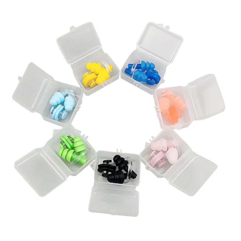 Waterproof Soft Silicone Swimming Nose Clip Ear Plugs Set Earplugs Pool Accessories Surfing Diving Water Sports Swim Supplies 5