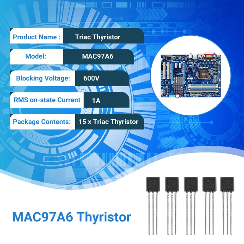 FUFU 15 Pcs MAC97A6 97A6 Bi-Directional Triac Thyristor 600V 1A