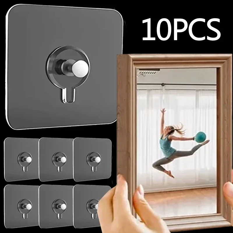 

10PCS Photo Frame Hooks Self Adhesive Nails Hook for Picture Frame Hanging Non-Trace Door Wall Paste Storage Rack Home Organizer