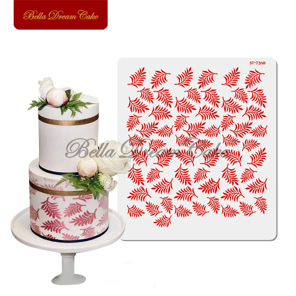 

Pine Leaves Design Cake Stencil PET Chocolate Cake Border Template DIY Royal Cream Mould Cake Decorating Tool Baking Accessories