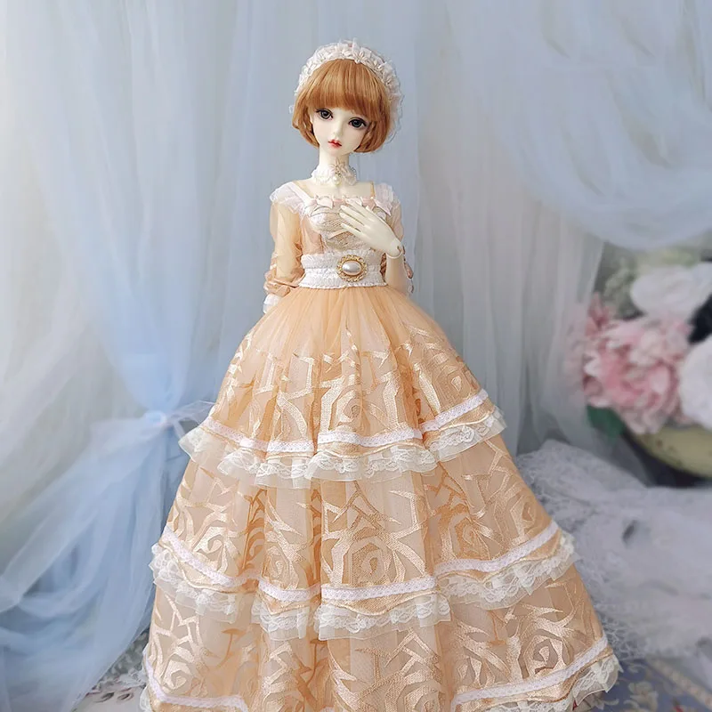Vestiti Per Bambole Bjd Doll Lace Dress + Hairband + Sash + Collana + Gonna Brace 1/3 Bjd Sd Mdd Doll Clothes Dress Lonita Senna