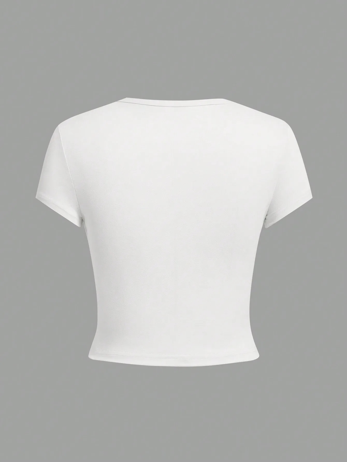 4 pieces Solid color basic short sleeved tight fitting T-shirt for women's casual summer minimalist women's style top O-neck 3