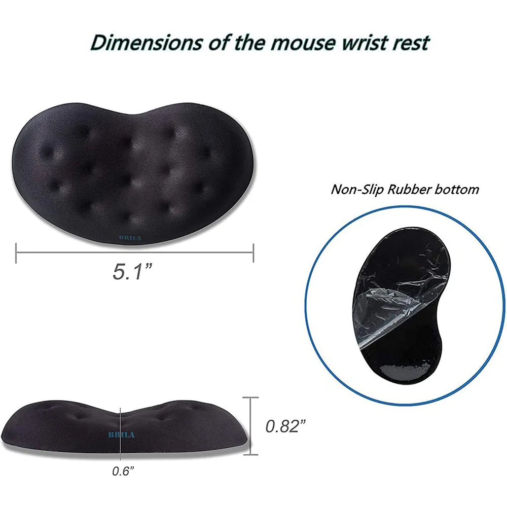 Brila-almofada Ergonômica do Descanso do Pulso do Rato Espuma da Memória Massageando Furos Design Suporte Antiderrapante Almofada para Trabalhar e Jogos - Imagem 4