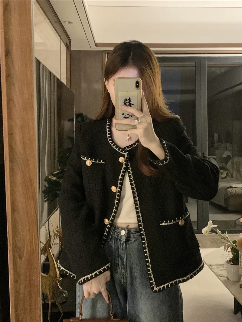 

Твидовое пальто высокого качества в Западном французском стиле, нежный дизайн