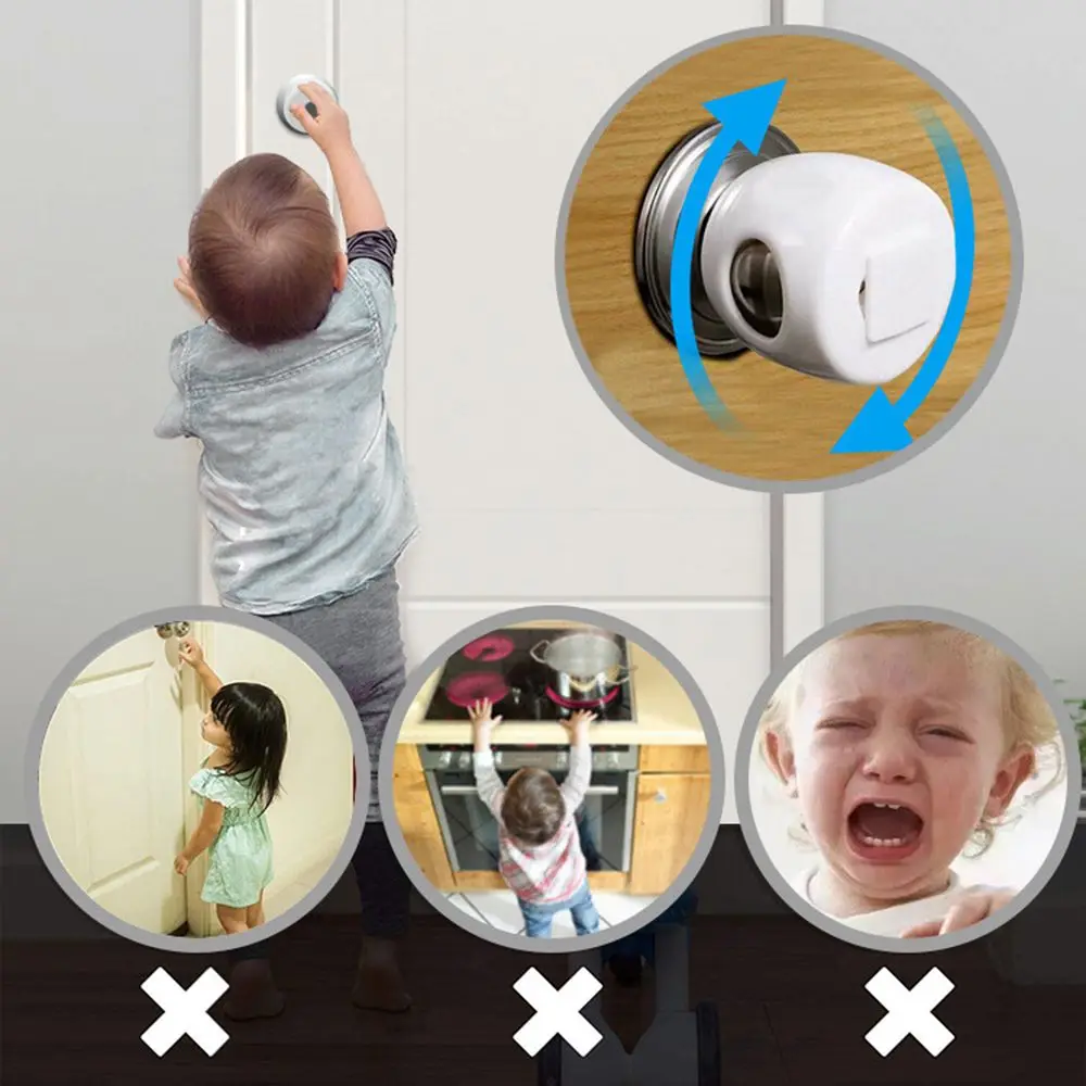 Baby Kids Child Proof Ball Shape Handle Sleeve Door Knob Cover Safety Lock Cover 4PCS/Bag