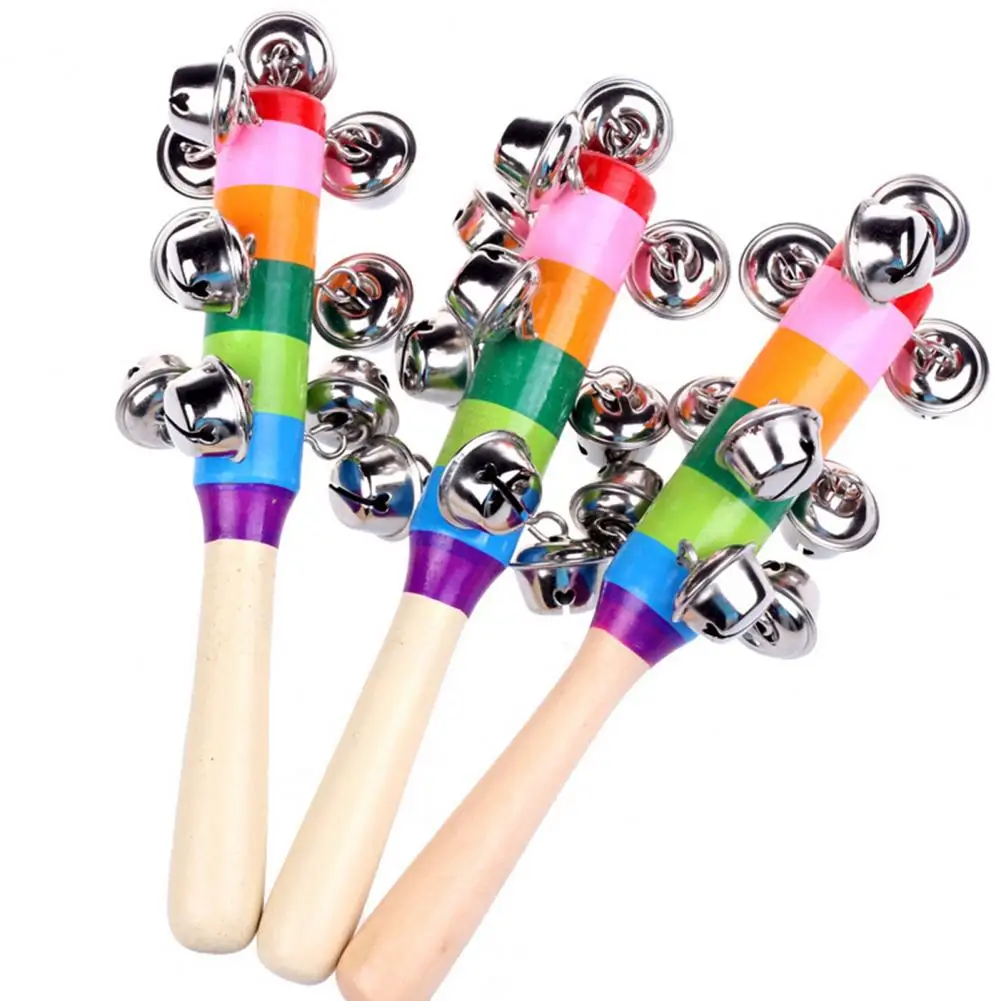 

Sturdy Wooden Hand Bell Burr-free Solid Hand Rattle Toy Early Education Wooden Handbell Shaker Rattle Toy