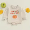 Baby Bodysuit Clothing Halloween Pumpkin Print Long Sleeve Hoodie Casual Triangle Big Girls Button Outfits One Piece 2024 1