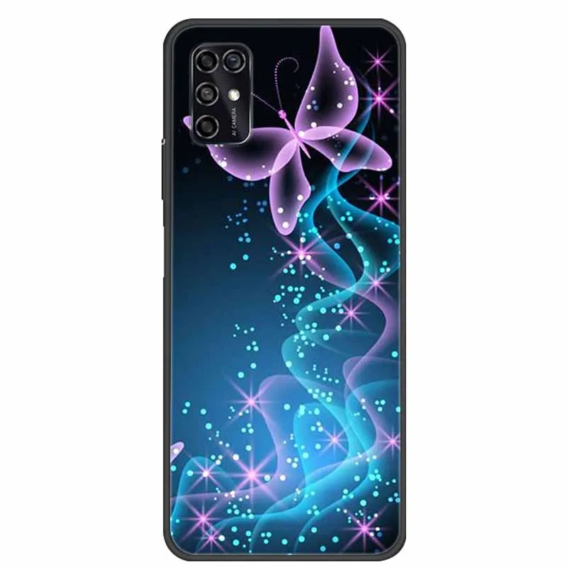 Black Silicon TPU Soft Phone Cover with Cartoon Design