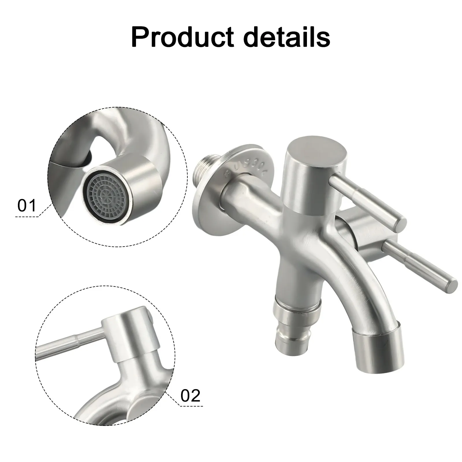 

Two Way Tap Double Tap Kitchen Bathroom 304 Stainless Steel Dual Use High Quality Multifunctional Washing Machine Mop Pool Tap