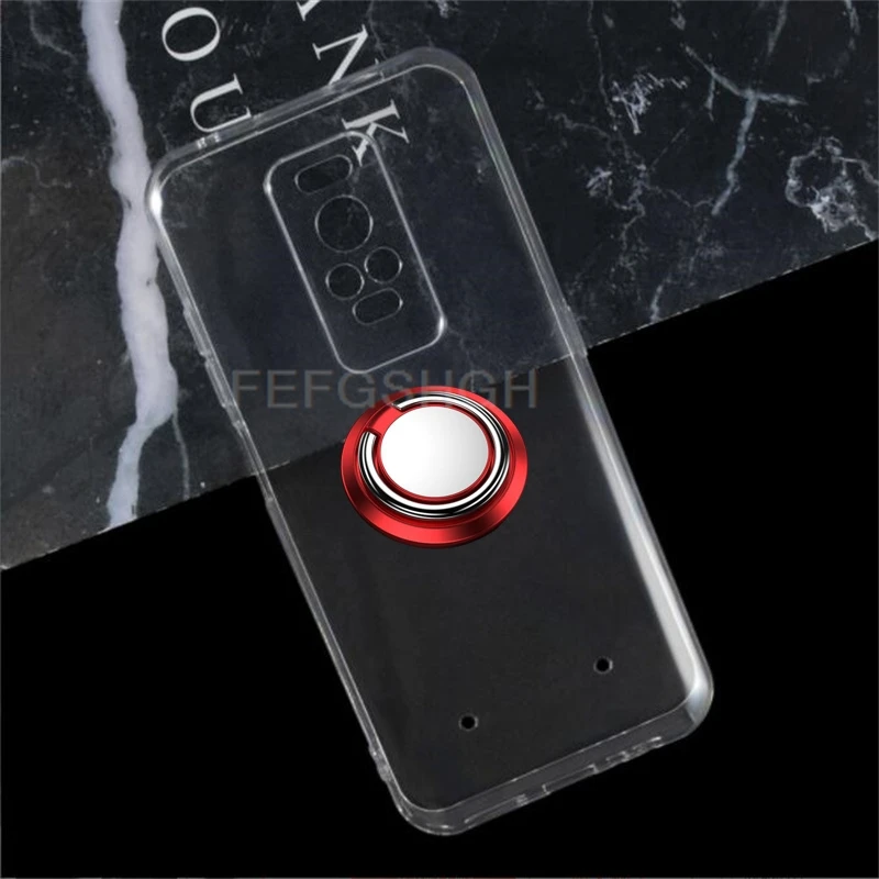 Rugged Back Ring Holder Bracket Phone Cover - TPU Soft Silicone Case