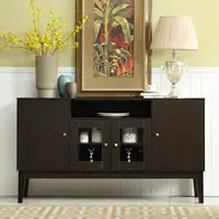 60" Modern Solid Wood Sideboard Buffet Table Storage Cabinet, Coffee Tea Bar Tall Console Table with 4 Doors for Dining Room 1