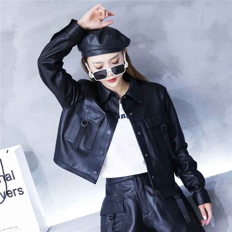 Tajiyane 2023 Genuine Sheepskin Jacket Women Clothes Short Sheepskin Leather Jackets Korean Leather Tops Chamarras Para Mujer