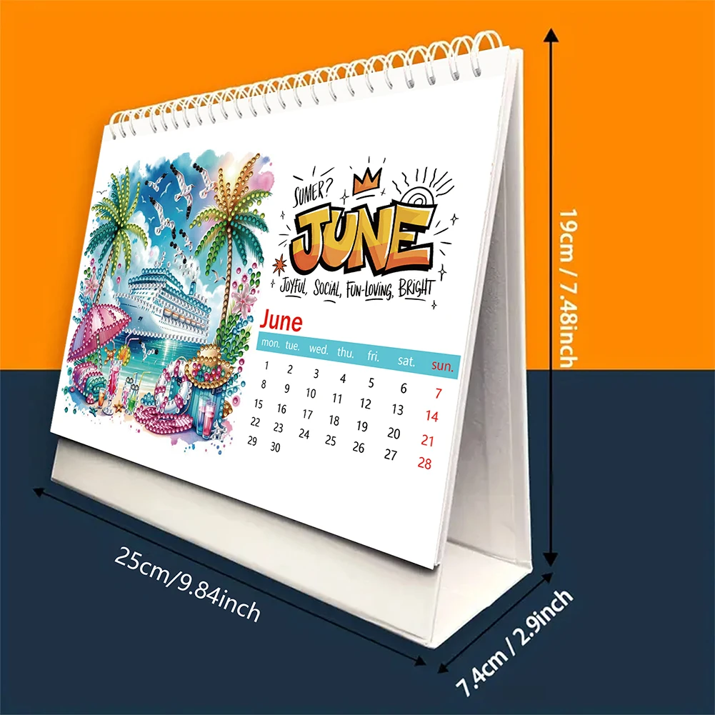 CXINLky Diamond Art Painting Calendario da tavolo 2026, Diamond Art Natale da scrivania con supporto, calendario da tavolo con lista di cose da fare sul retro 07 fiori