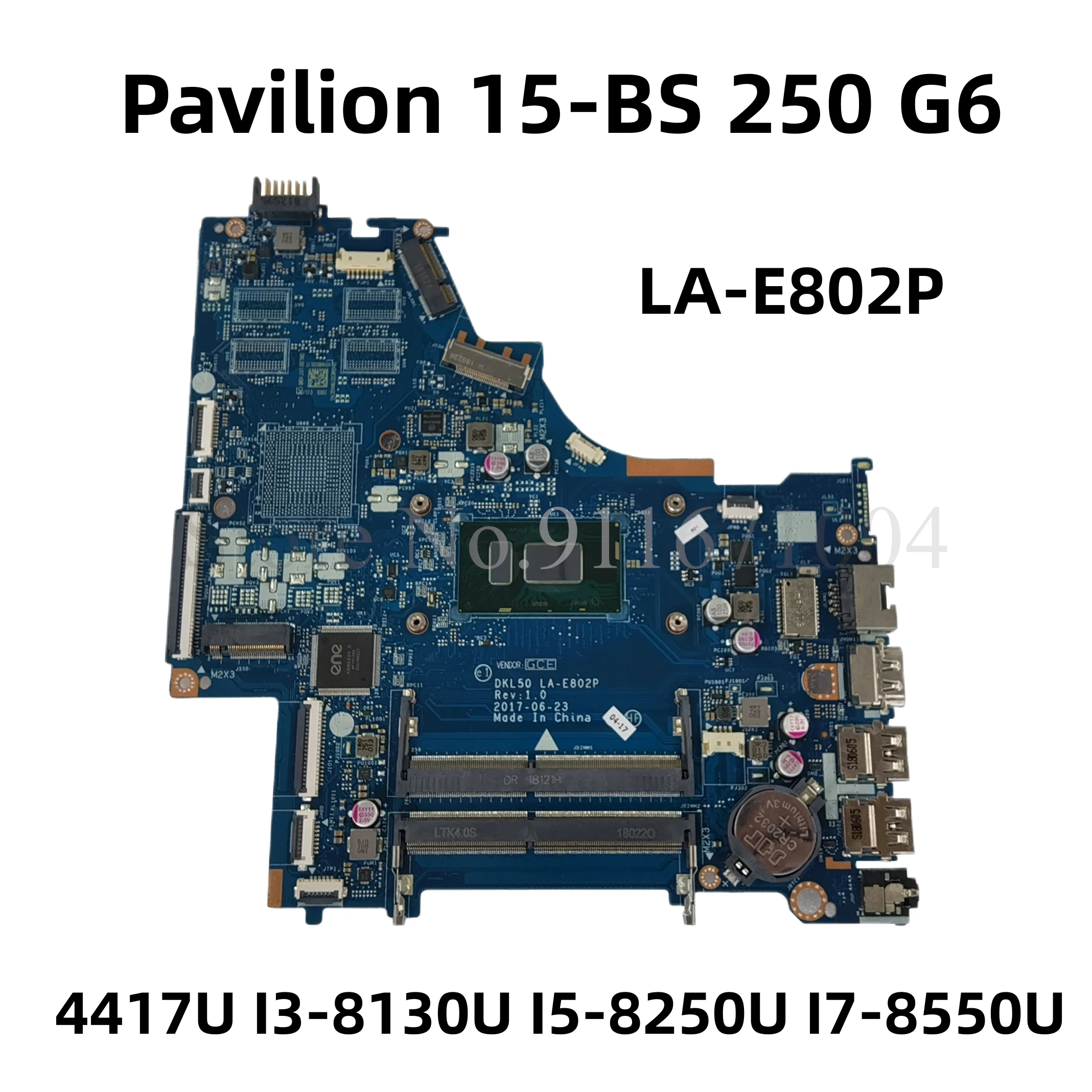 ForHPPavilion15BS250G6LaptopMotherboardWith4417UI38130UI5