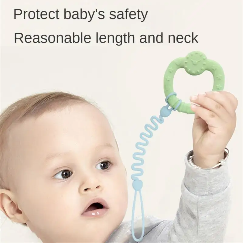 Double Buckle Lock Chupeta Cadeia com Clipe, Food-grade Silicone Baby Teether, Anti-lost Toy, Strap Lanyard, Brinquedo infantil