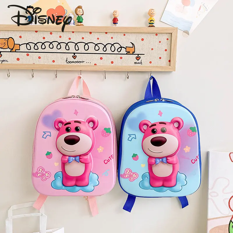 Disney Strawberry Bear New Student School Bag Fashion High Quality Waterproof Children's Backpack Cartoon Cute Girl Backpack