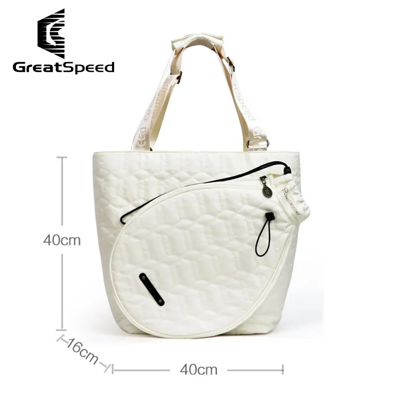 

White Nylon Women GreatSpeed Tennis Bag High Quality Large Capacity Girls Badminton Squash Padel Tennis Handbag Court Sports Bag