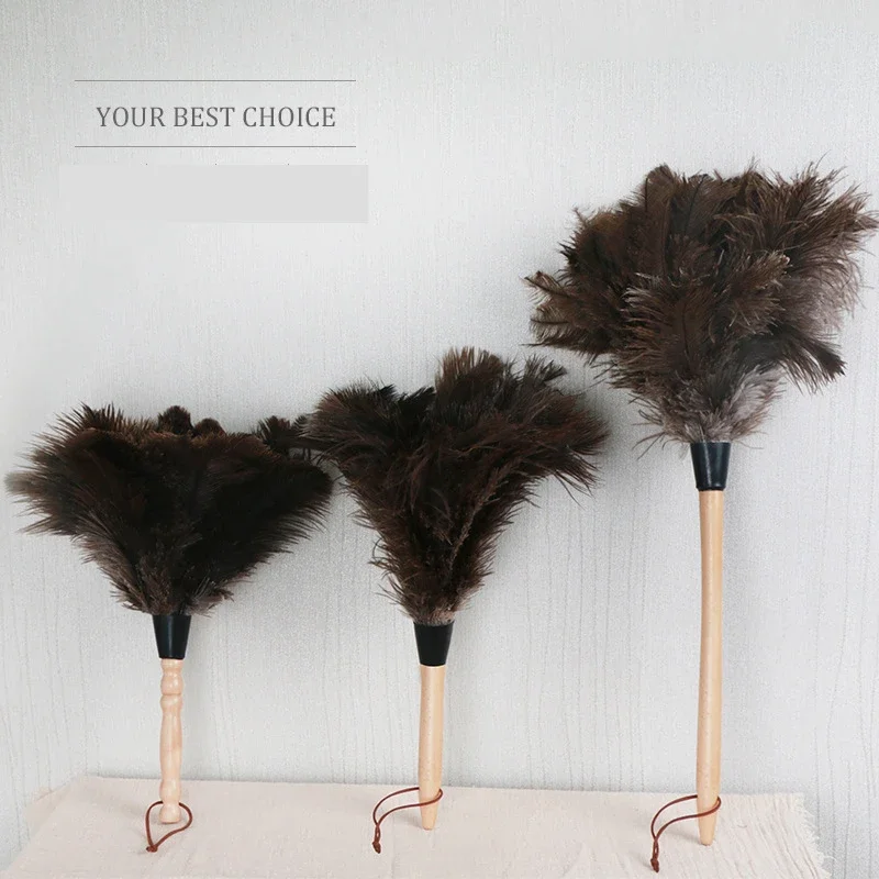 Feather Duster Wooden Handle Duster Anti-static Dust Removal Dusters Ostrich Duster Feather Fur Brush For Home Cleaning Tools 1pc feather duster dusting cleaning brush wood handle wool duster brush sofa furniture dusting cleaning brush for car home