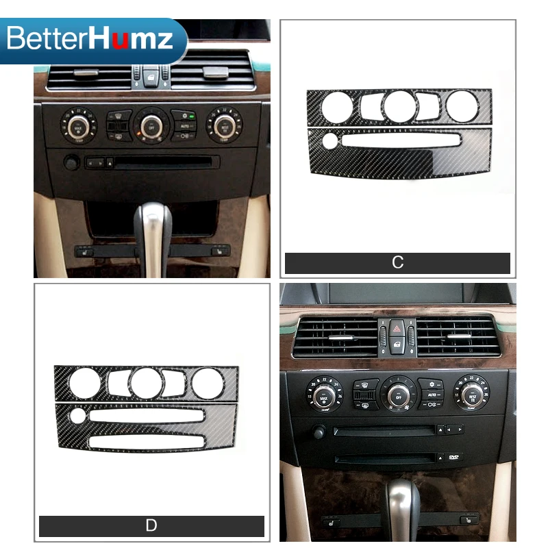 BMW E60 5 시리즈 2004-2010 카본 파이버 센터 콘솔 에어컨 CD 트림 스티커 튜닝 자동차 인테리어 액세서리