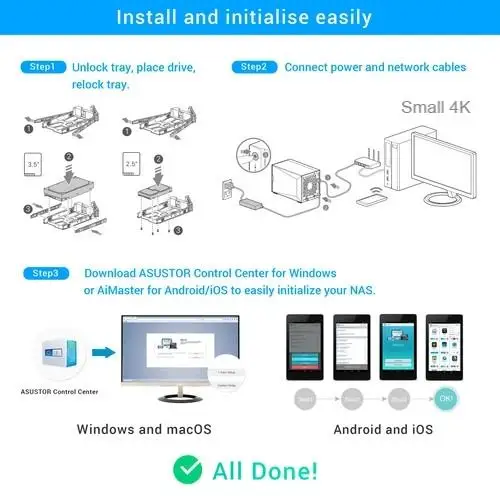 Asustor NAS  HDD/SSD Ŭ,   ھ, PK Synology DS 920 +, AS5304T, 4 , 1.5 GHz   J4105